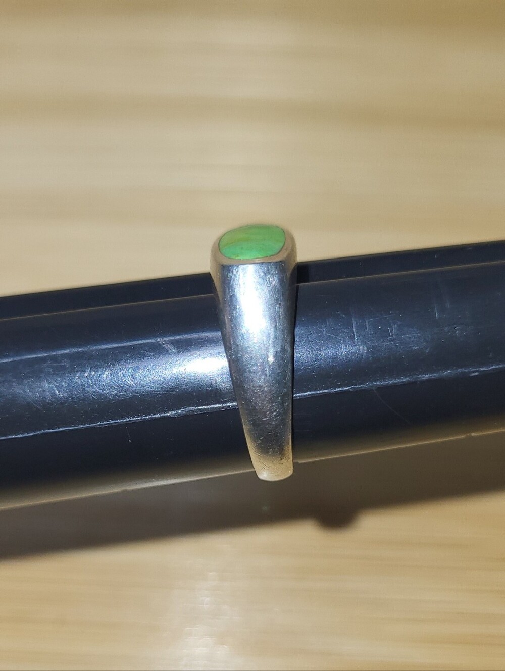 Vintage 925 Sterling Silver Green Apple Mojave Turqouise Inlay Band Ring Sz8 - Picture 5 of 7